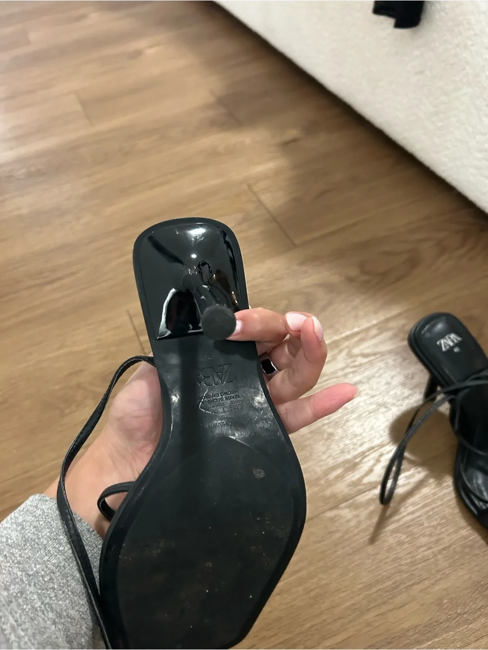 Zara Black Strappy Square-Toe Heeled Sandals - Picture 3 of 4